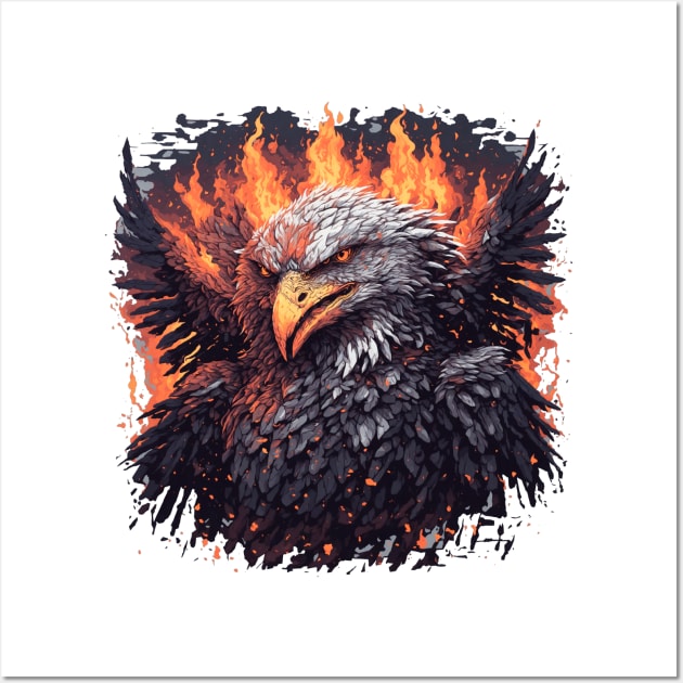 EVIL AND APOCALYPTIC EAGLE WITH FIRE AROUND Wall Art by cafee